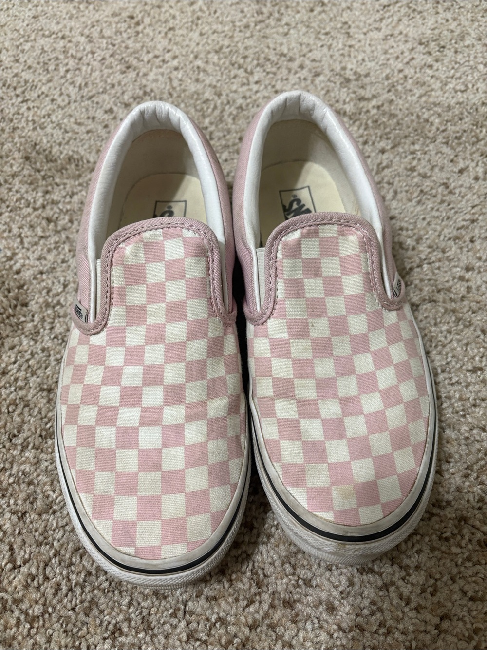 Vans Youth Slip-On Checkerboard Sneakers - Pink & White